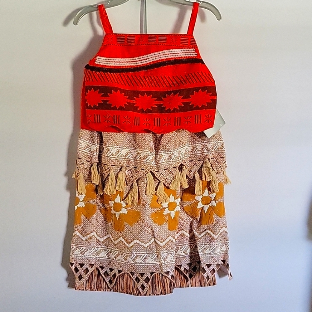 Disney MOANA Costume 3pc Sarong Skirt Top Halloween Dress Up Polynesian Play